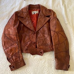 Leather jacket, vintage, abacus, size: L, brown